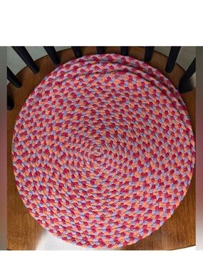 🩷Vintage Pink Braided Round Thick Chair Pads Set of Four